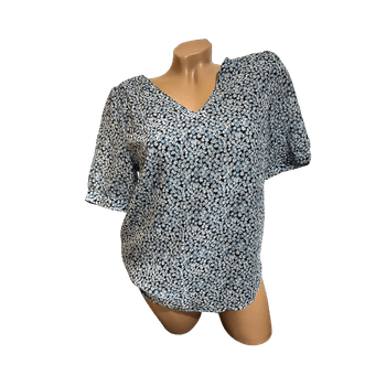 Ichi Blue floral wrap top