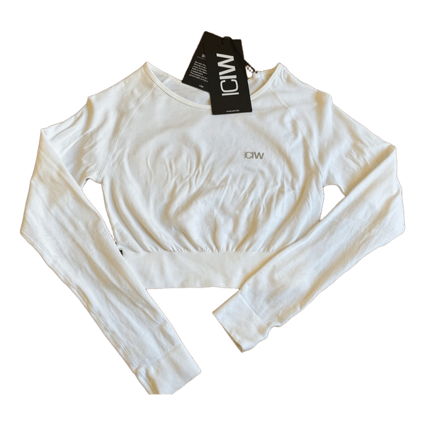 Valkoinen pitkähihainen crop top