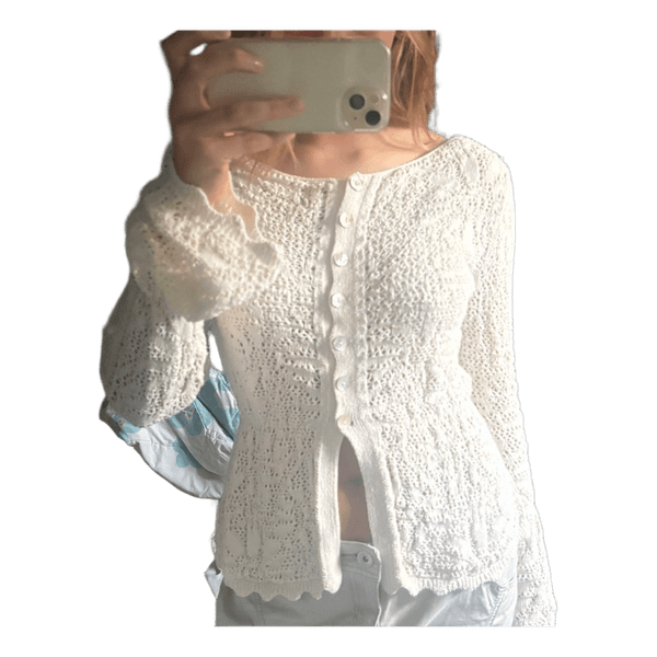 Hvid strikket cardigan