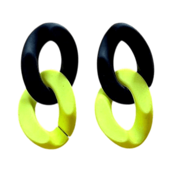 Black and yellow chain earrings handmade