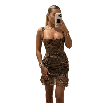 Brown summer dress with straps