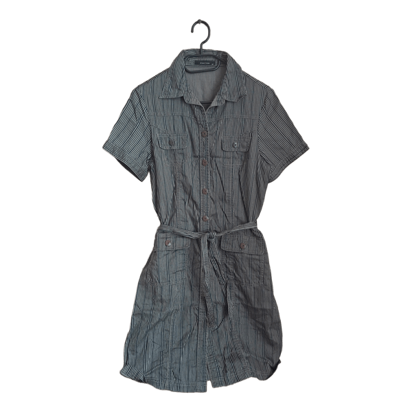 Grey striped shirt dress