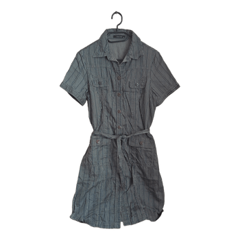 Grey striped shirt dress