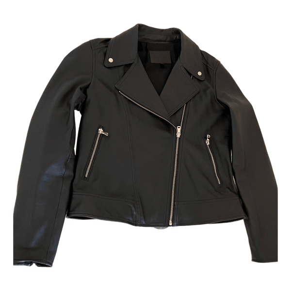 Musta Massimo Dutti biker-nahkatakki koko M
