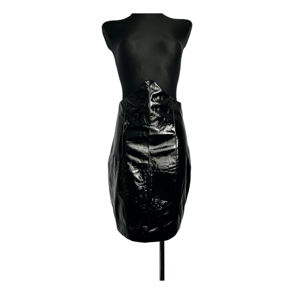 Black patent leather skirt