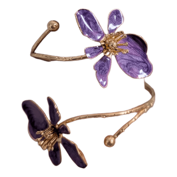 Purple flower cuff arm band