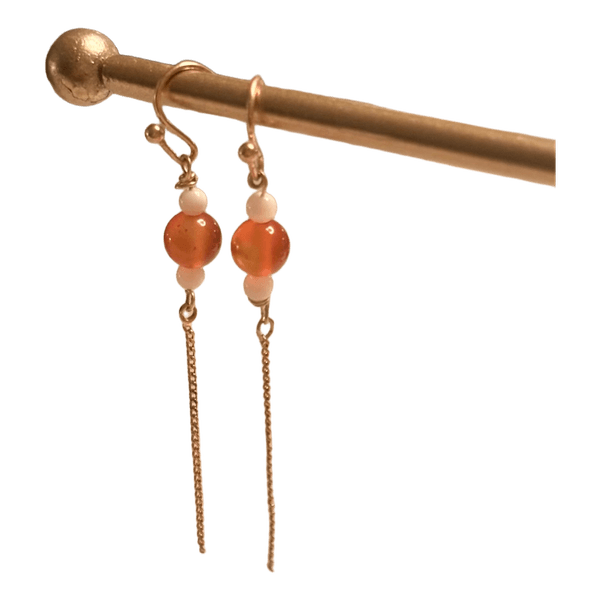 Orange beaded drop earrings