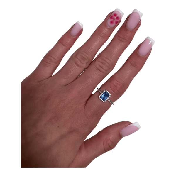 Blue gemstone silver ring
