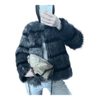 Harmaa tekoturkisjakku