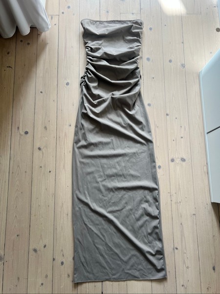 Khaki ruched tube dress