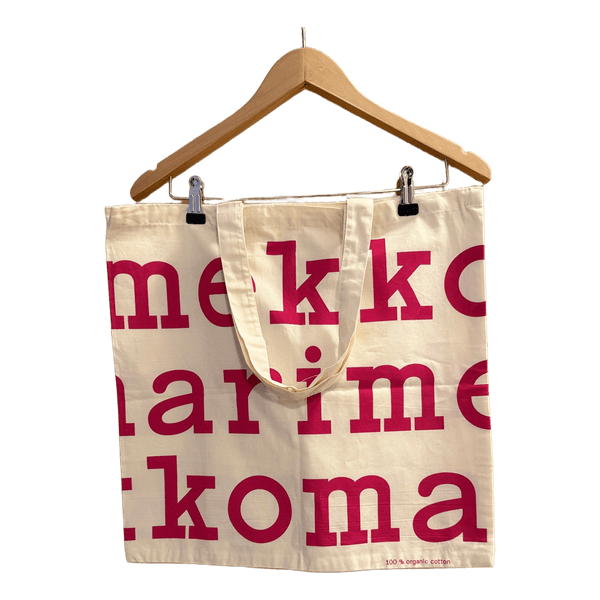 New Marimekko Pink Logo Cotton Tote Bag (100% Organic Cotton)