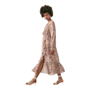 ZARA Floral Chiffon Maxi Dress S Romantic Ruffle Boho Prairie Cottagecore