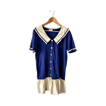 Navy sininen mekko  valkoisella kauluksella