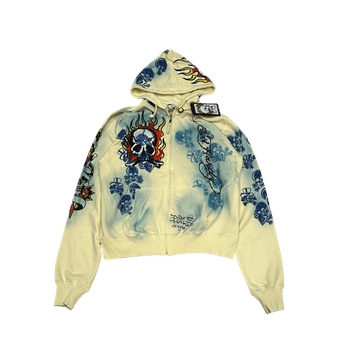 Ed hardy y2k skull graphic zip hoodie