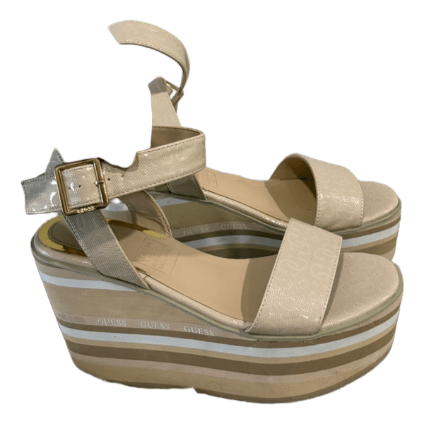 Beige platform wedges