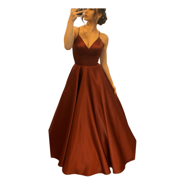 Auburn satin prom dress