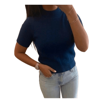Blue ribbed knit top