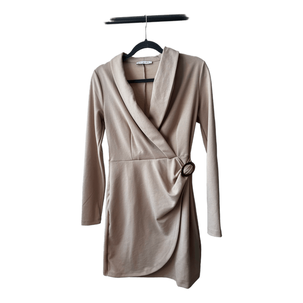 Beige wrap mini dress