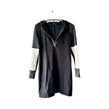 Black zip-up hoodie dress
