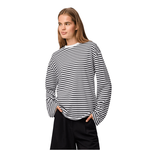 Stribet langærmet bluse