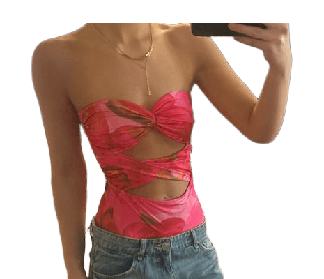 Zara - Pink stropløs cutout top