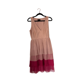 Liu-Jo Pleated tiered pink dress