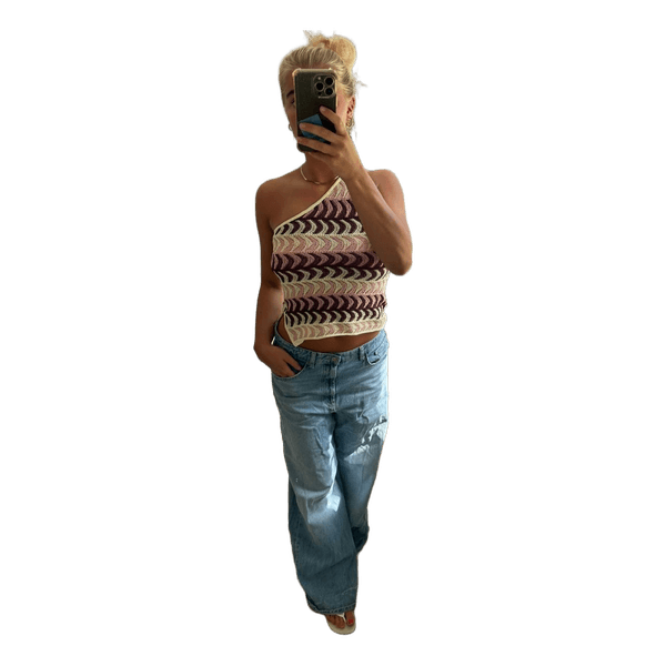 Strikket one-shoulder top