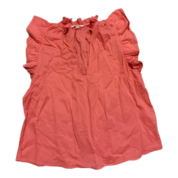 Pink ruffled sleeveless blouse
