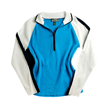 Lauren Active Ralph Lauren Vintage Quarter Zip Pullover Knit Top - Blue and White - Fits Small