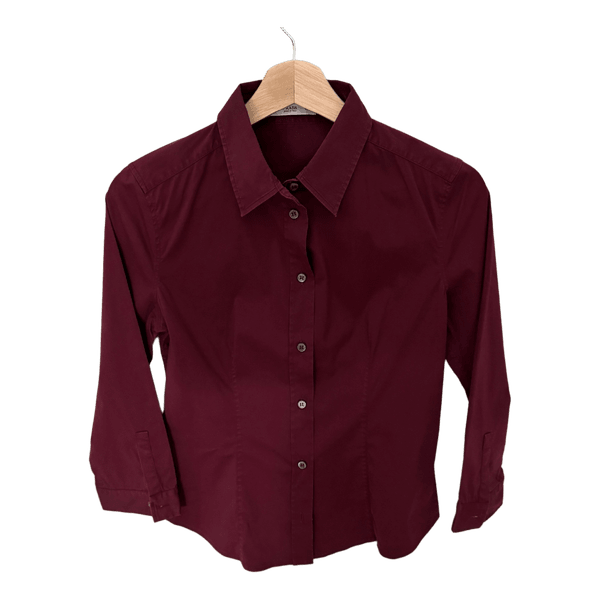 Prada Dam Skjorta / Stl 42 – Bordeaux Bomull / Made in Italy