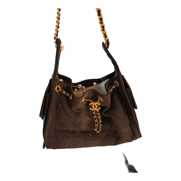 Sort denim skuldertaske