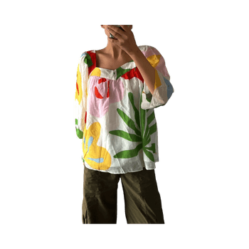 Marimekko colorful silk mix top