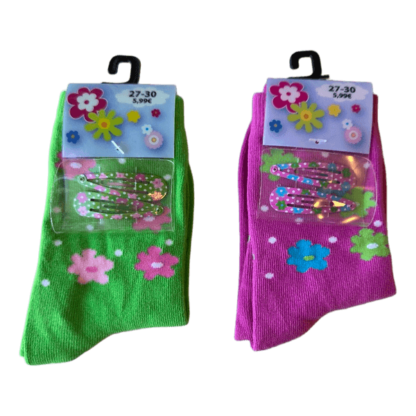 Socks with hair clips