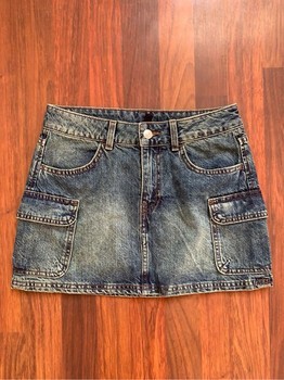 Blue denim cargo skirt