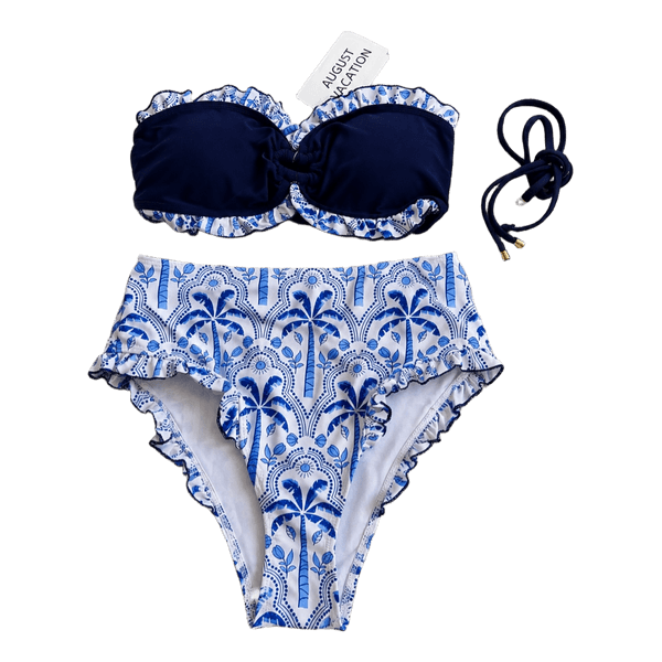 Blue palm print bikini
