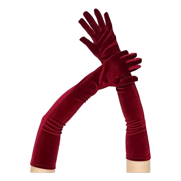Red velvet long gloves