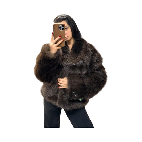 Brown faux fur jacket