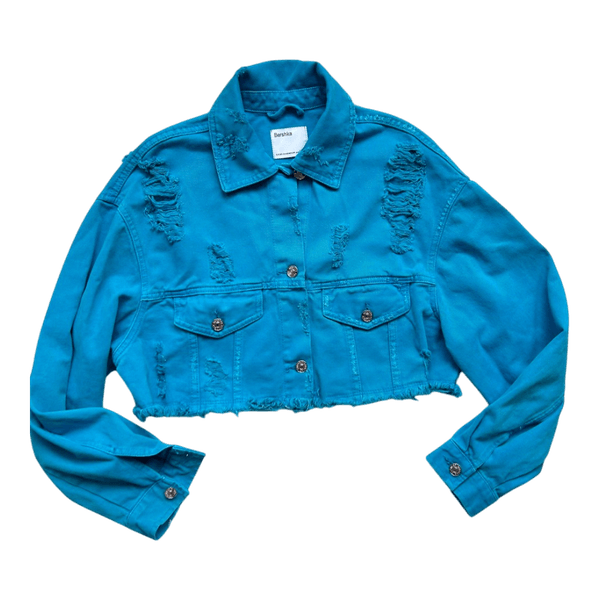 Cropped blue denim jacket