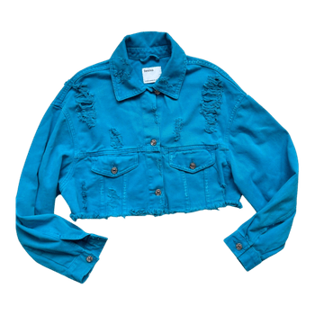 Cropped blue denim jacket