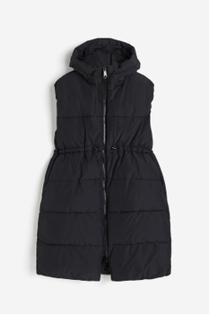 Black hooded puffer vest