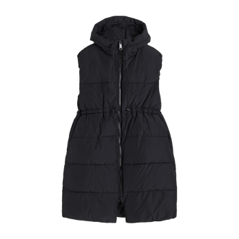 Black hooded puffer vest