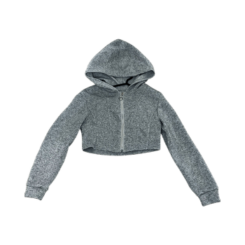 Harmaa vetoketjullinen crop-huppari