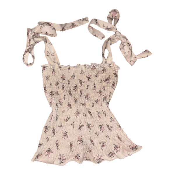Cream smocked top
