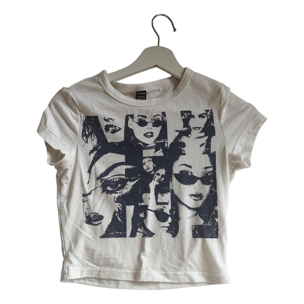 Hvid trøje med Navy print
