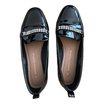 Black loafers with rhinestones