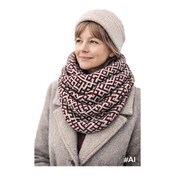 100% Wool Infinity Scarf – Burgundy / White
