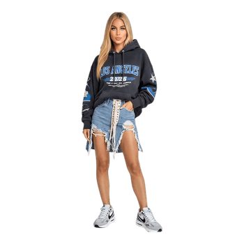 Blue ripped denim shorts