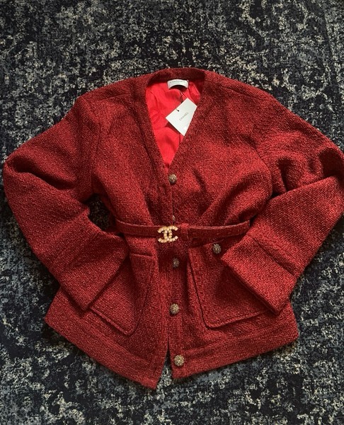 Chanel red tweed jacket