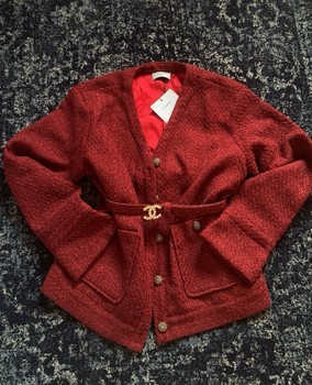 Chanel red tweed jacket