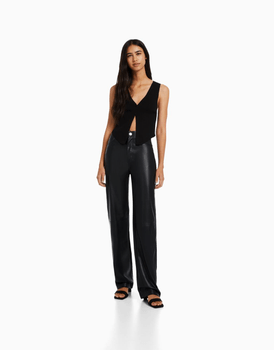 Straight Faux Leather Trousers
